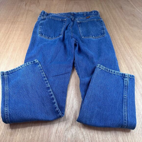 Rustler Men’s Workwear Jeans 34x32 Heavy Denim Blue Straight Leg Fall Ready - Picture 3 of 7
